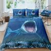 3pcs Shark Mouth Bedding Set - Breathable Polyester Duvet Cover & Pillowcases Zip Closure All-Season Comfort -Queen/King Sizes
