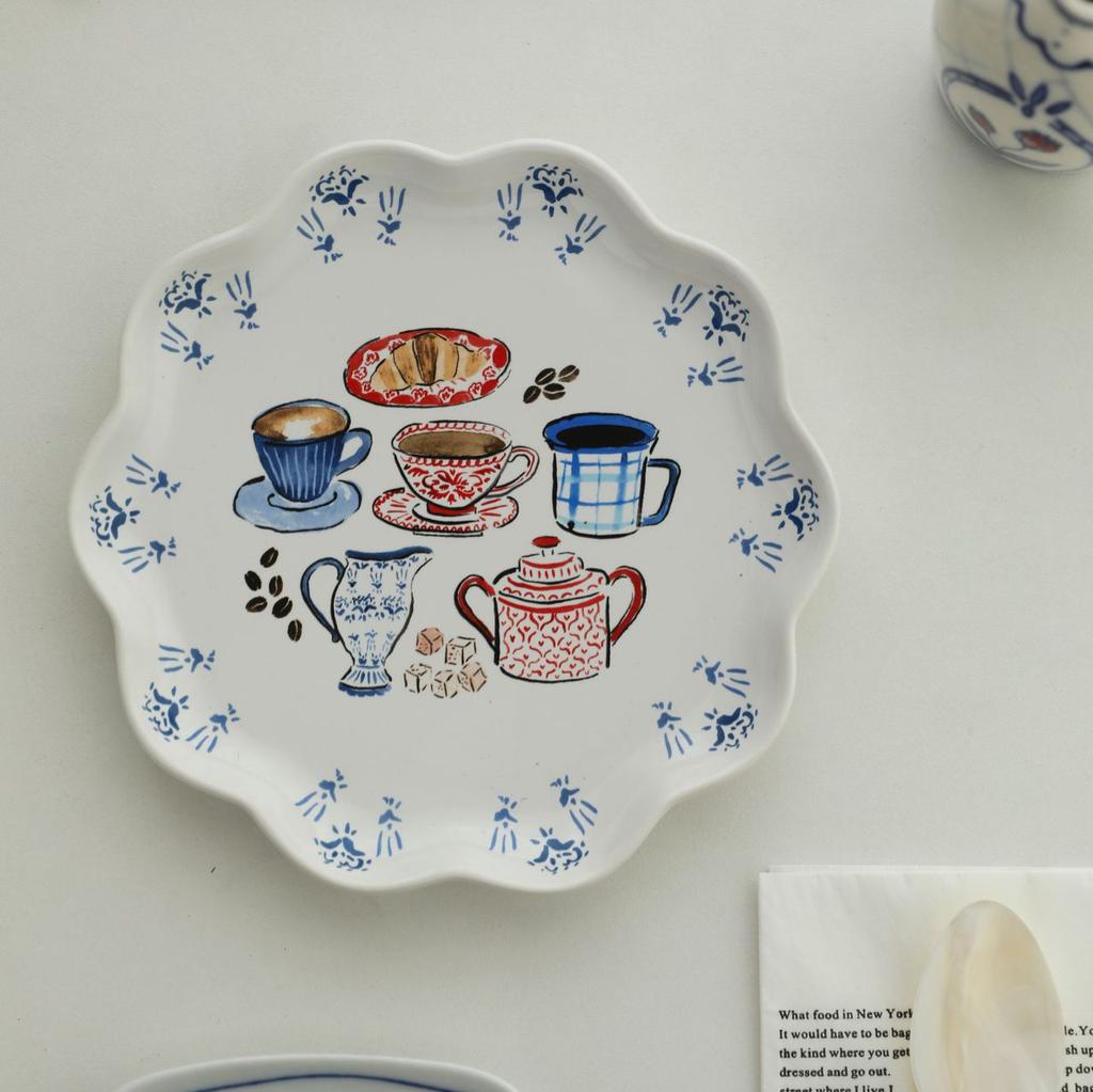 Ceramic Plate High Value Tableware British Dessert Plate Sweet Fruit Plate Cute Home Use
