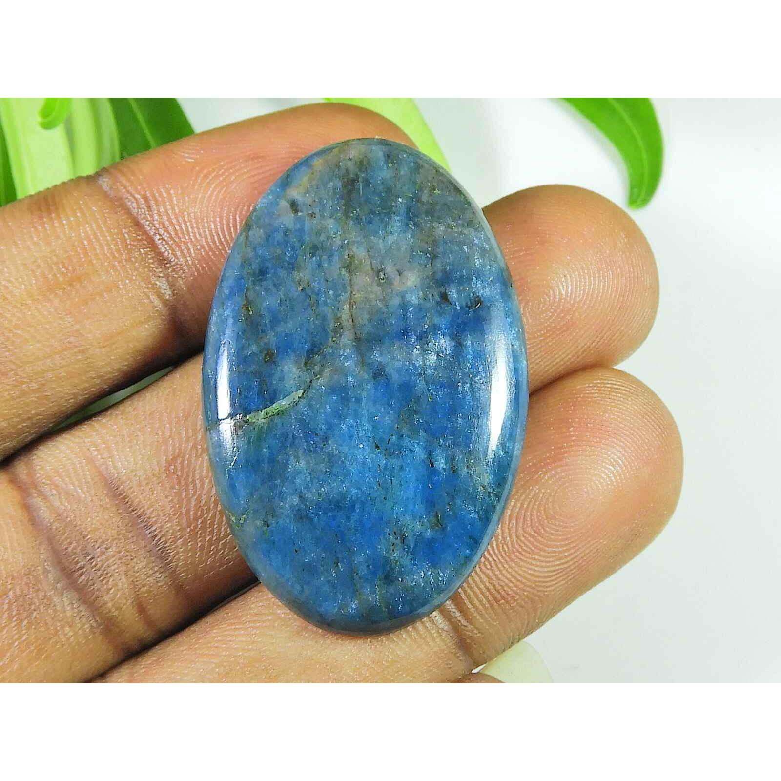 

64Cts Genuine Neon Blue Apatite Oval Crystal Cabochon Loose Gemstone 25X40MM SK-2105
