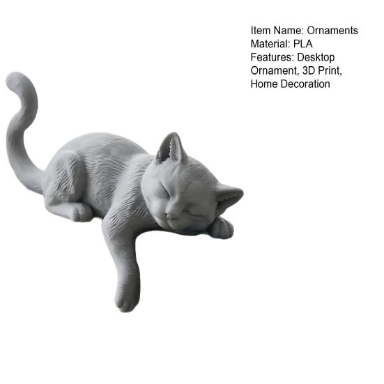 Lazy Sleeping Cat Figurine 3D Printing Soft Cute Desk Ornament Simulation Modeling Desk Ornament for Monitor Hanging