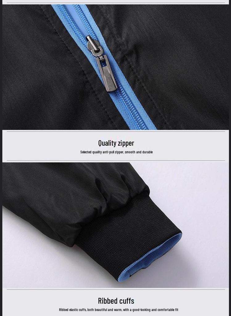 Men's Reversible Windproof Jacket: Double-Sided Wear, Casual, Loose Fit, Plus Size, Single-Layer for Spring & Autumn.