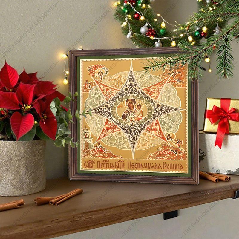 Decorative Painting of Orthodox icons,Consecrated Icon "The Burning Bush",Photo Frame painting,Christian Wall Art,20cm*20cm,Spiritual Decor Gift