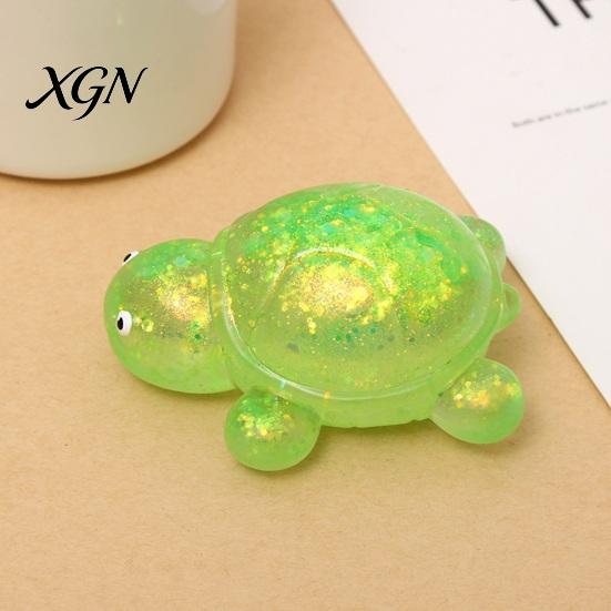 Adult Fidget Toy Squeeze Soft Rubber Stress Relief Slow Relaxation Hand Rebound Glitter Powder Turtle Shape Decompression