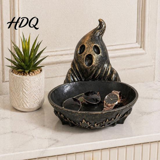 Cute Halloween Decor for Entrance Ghost Jewelry Dish Durable Resin Storage Bowl Decorative Fall Resistant Holder Retro Figurine Tray Rings