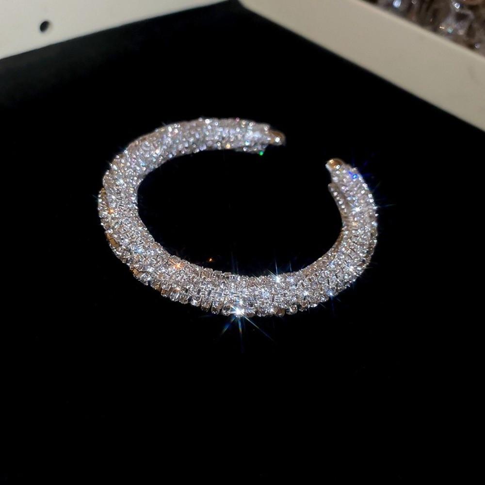 New Sparkling Full Rhinestone Bracelet Exquisite Size Adjustable Open Bracelet Geometry Design Open Bangle Women Fashion