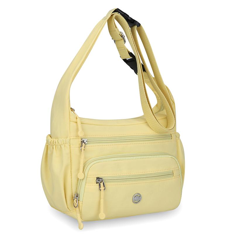 Waterproof Nylon Crossbody Bag for Women Multi Pocket Shoulder Handbag with Wide Strap