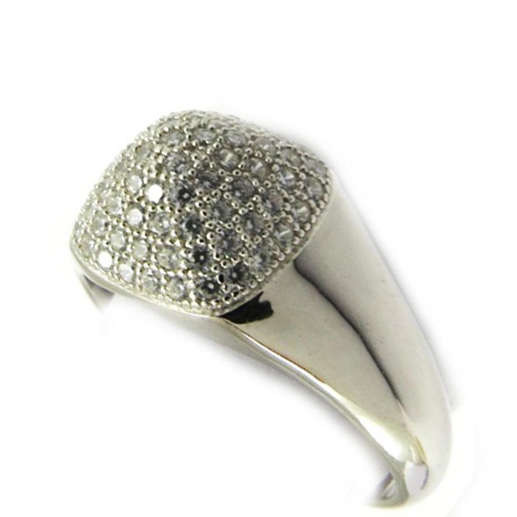 Anillo de plata 'Sissi' blanco plateado (rodio) - 12x12 mm