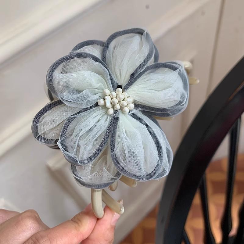 Mesh camellia hair accessories sweet flower grab clip ponytail clip non-slip shark clip premium hairpin headgear