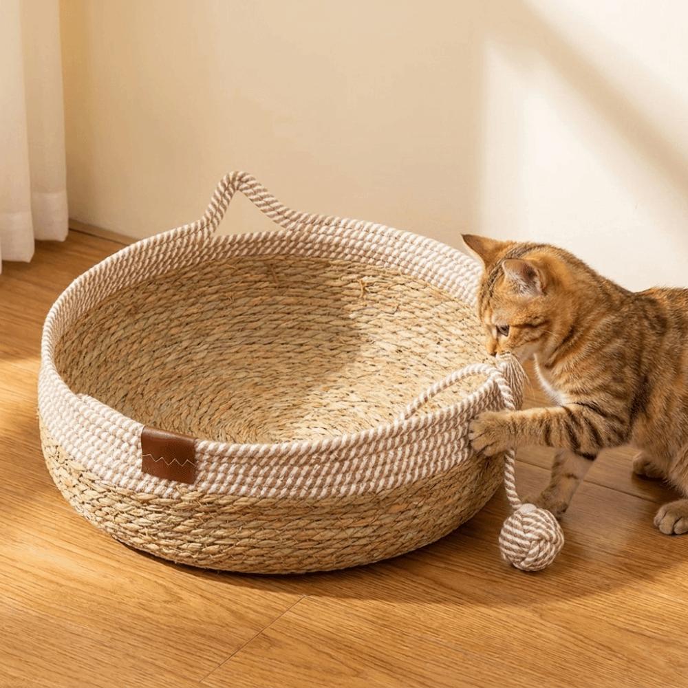 Wear-Resistant Cat Teaser Ball Anti-slip Cat Scratching Baskets Woven Cat Nest Paws Care