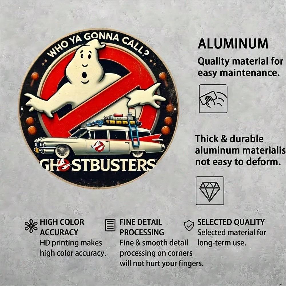 Vintage Aluminiumschild Ghostbusters Cartoon Runde Wandkunst Heimbar Dekoration