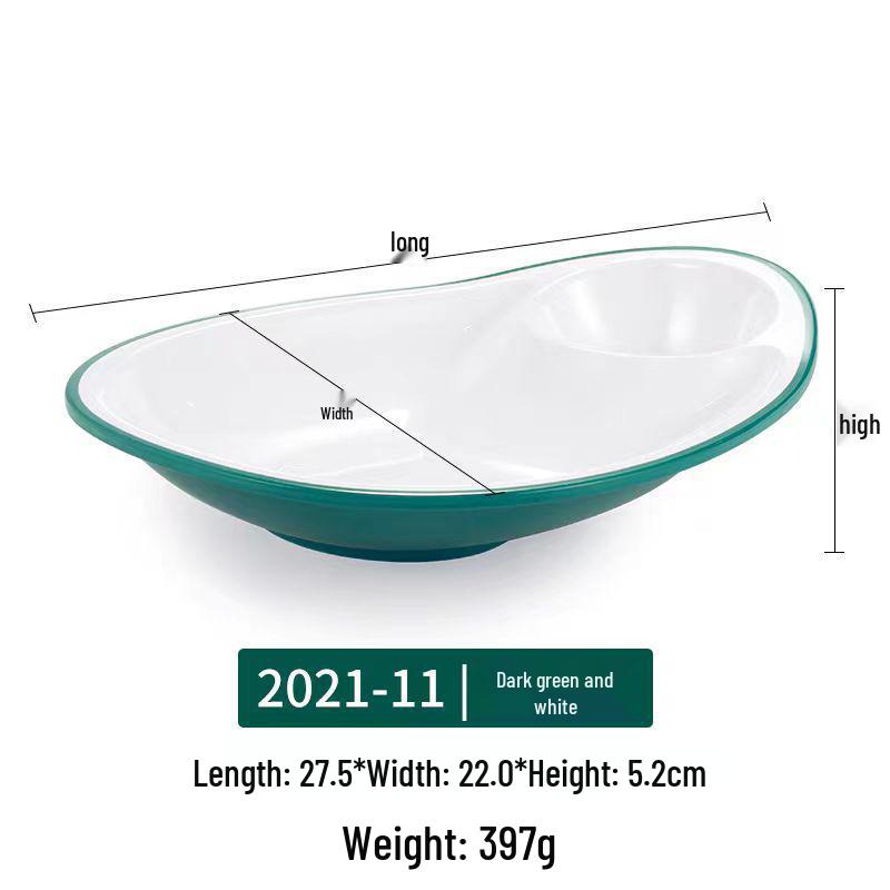 Melamine Divided Plate with Vinegar Dish for Dumplings, Shrimp, Cold Dishes, Snacks.