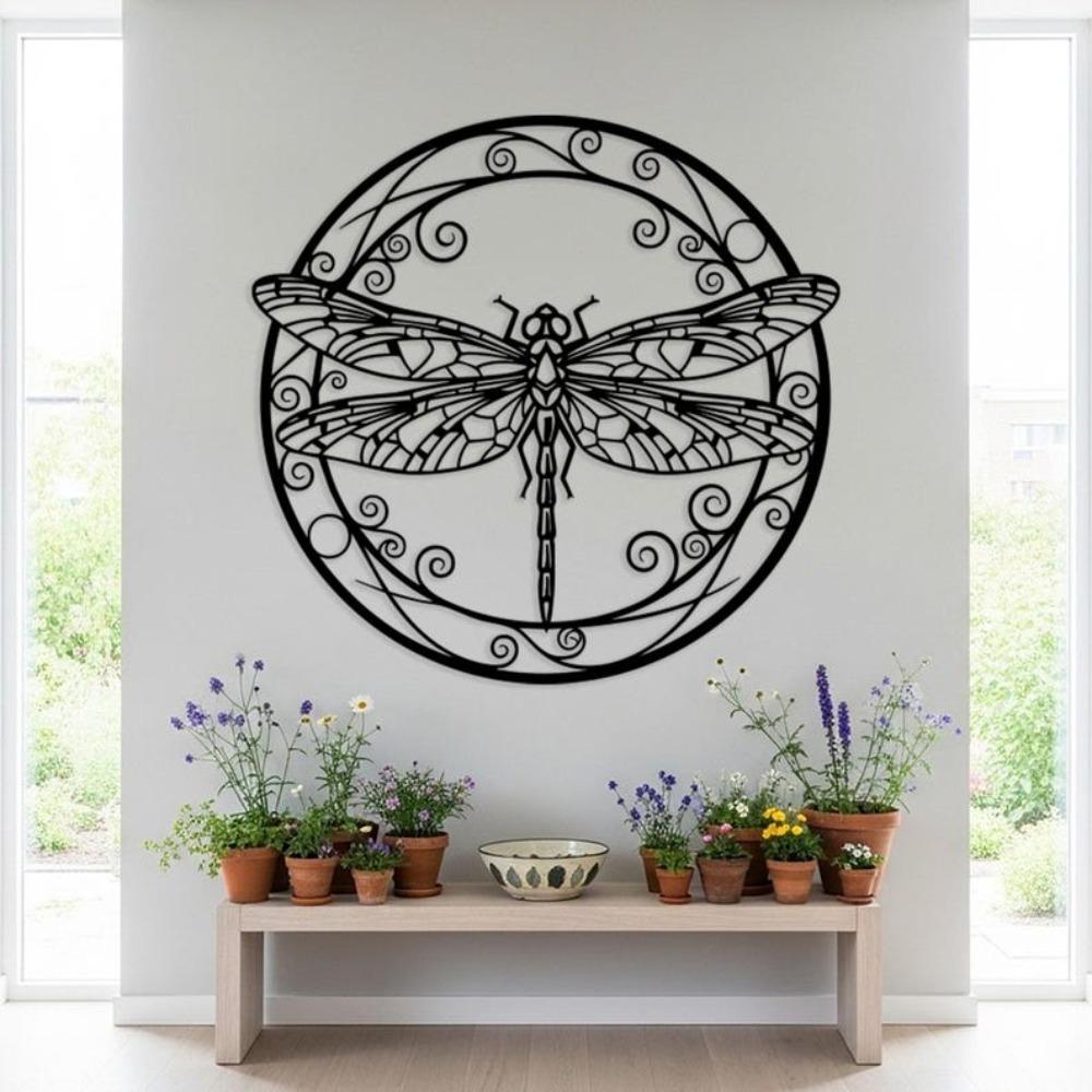 Large Metal Dragonfly Wall Art, Intricate Garden Sculpture, Nature Insect Decor for Outdoor, Big Hanging Sign, Gift for Nature Lover