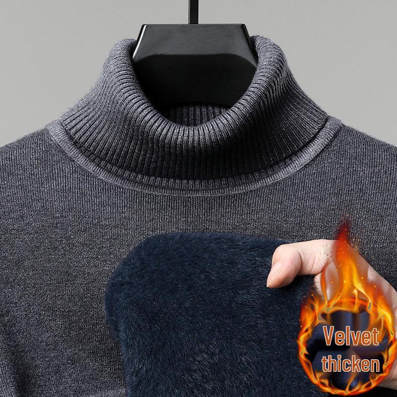

Plus Size Men s Velvet High Neck Knit Sweater L [Weight 110-130 Jin]