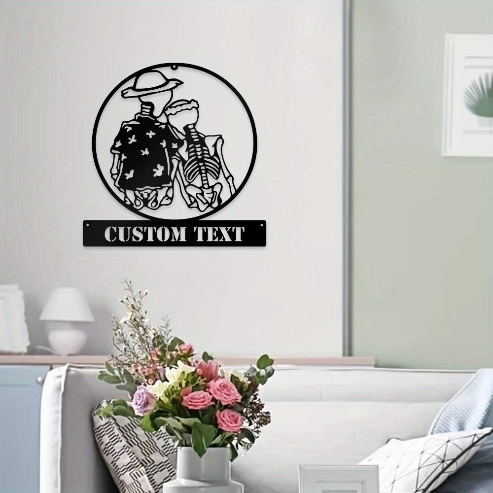 Customizable Candy Skull Metal Sign Personalized Name Wall Decor Indoor Outdoor Valentine Halloween Christmas Gift