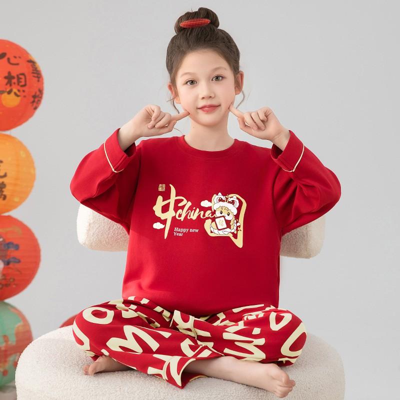Girls Cotton Pajama Set Long Sleeve Round Neck Princess Style Sleepwear Kids 8-14 Years Winter Home Wear