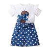 Girls' Summer Two-Piece Set: Short Sleeve Top & Shorts, Casual Sport Style, Lightweight and Printed for Kids and Babies.