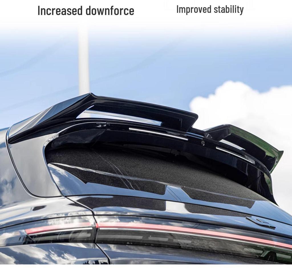 Upgrade Li Auto L6/L7/L8/L9 with Black Warrior MC sports rear and top wing kit, no drilling needed.