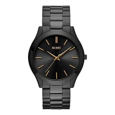 BUREI Analog Quartz Simple and Large Black Popular and Stylish for Business and Gift Men's Watch, Stylish, Waterproof, Dial, Dial, Gentlemen, Casual,