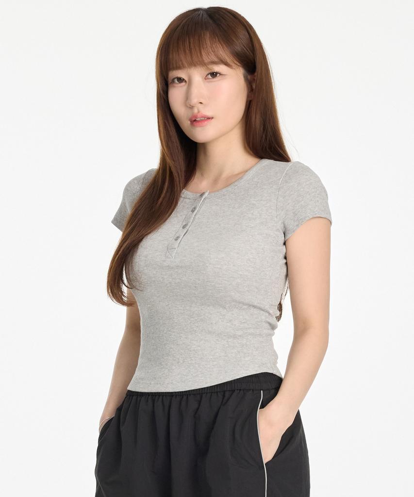 1993STUDIO W Basic Henley Neck T-Shirt (3 Colors)