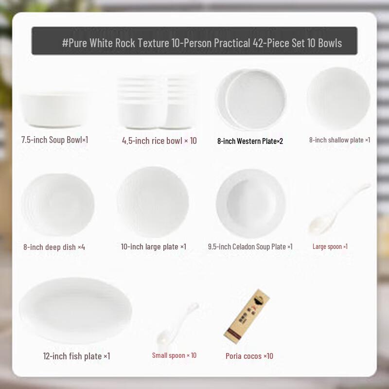 Modre Lanka Pure White Ceramic Dinnerware Set