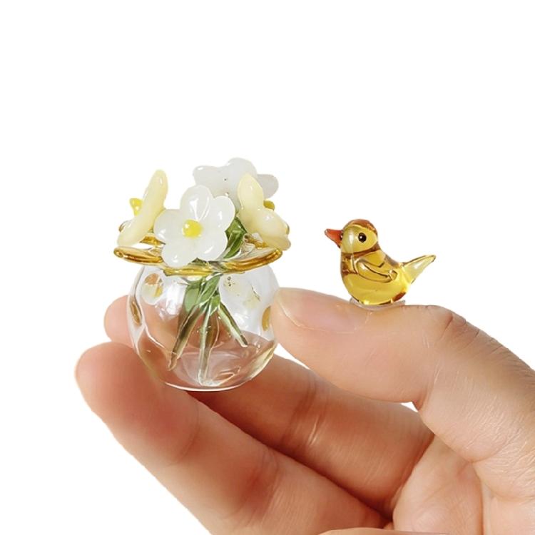 

Crystal Forget Me Not Flower Figurines Crystal Glass Flower Bouquet Desktop Decoration Ornament for Home Office Decors жёлтый