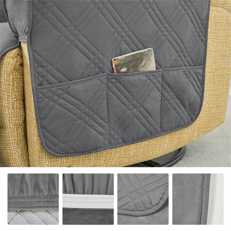 1Seater Recliner Cover Solid Color Quilted Armchair Slipcover Anti-Wear Pet Kids Accent Couch Cushion Living Room Hotel Home