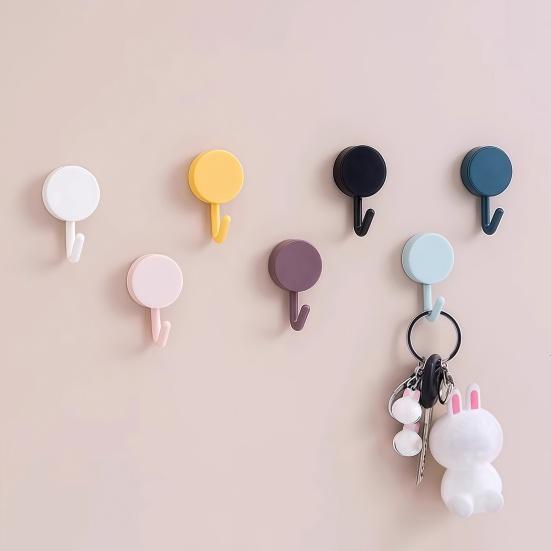Easy Install Wall Hooks 10PCS Adhesive Hooks, Decorative Multi-colored Plastic Hangers, No Strong for Bags Drilling Required Colorful Storage