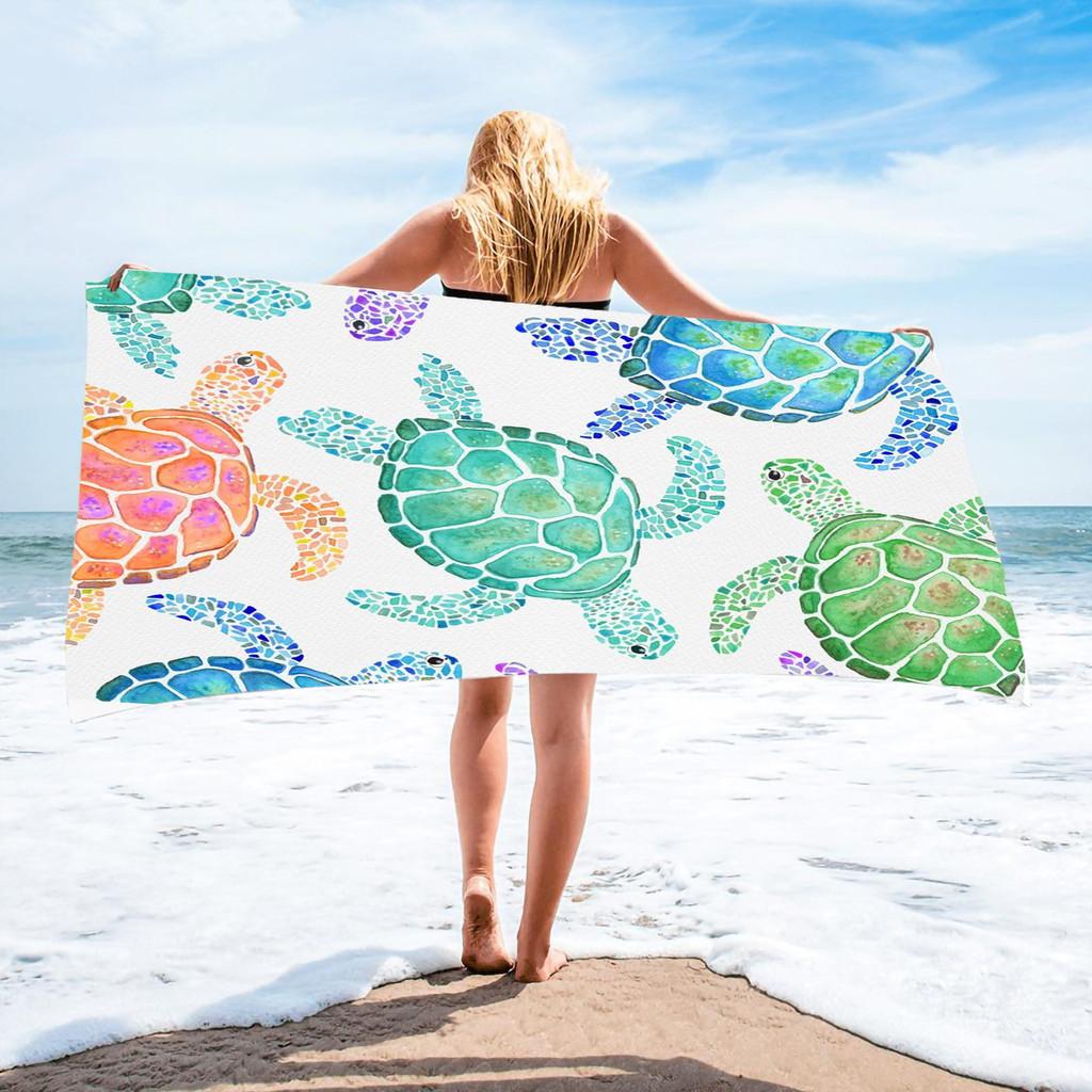 Superfine Fiber Square Beach Towel With 3d Digital Print For Beach Vacation Use