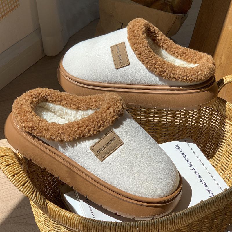 Cotton Slippers for Women - Warm Autumn/Winter Non-slip Indoor/Outdoor Plush Shoes