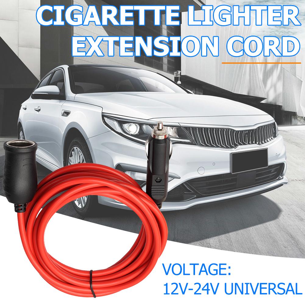 12V 24V 10A Car Accessory Cigarette Lighter Socket Extension Line Cord Cable 12ft Red Cigarette Lighter Plug Male-To-Female