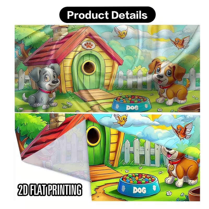 2D Cute Cats Birthday Tapestry with Party Hats, Cake and Colorful Balloons Wall Decor
