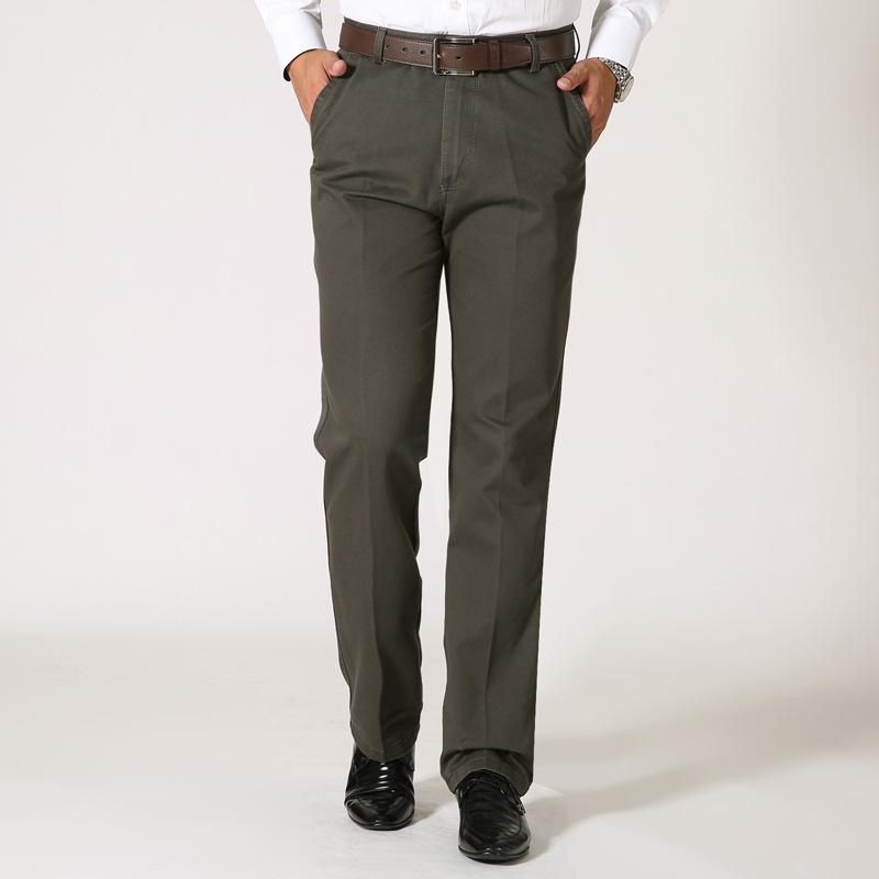 Men's Loose Straight-Leg Pure Cotton Business Pants for Autumn/Winter