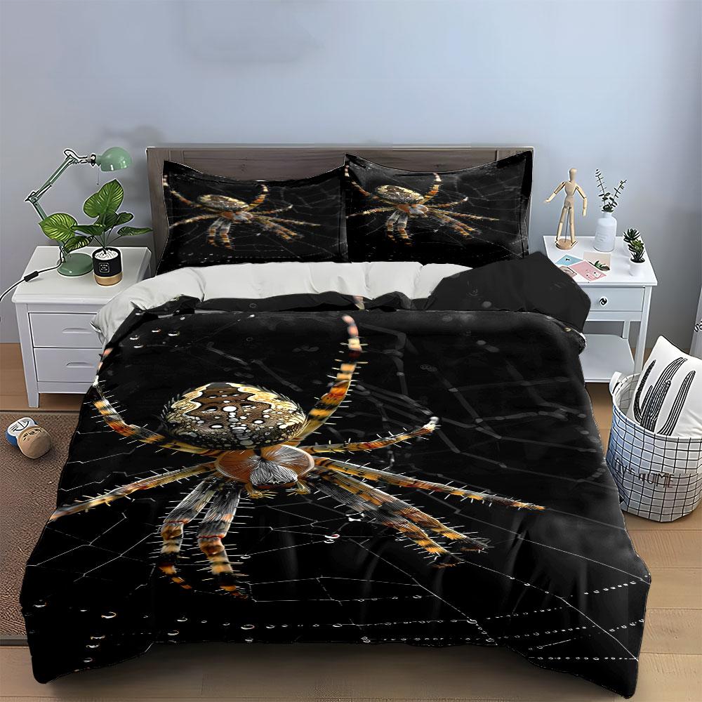 Spider On Black Web. Bedding Sets Duvet Cover Sets Duvet Covers Pillowcases(1 * Duvet Cover 2 * Pillowcases Without Duvet Insert)