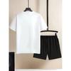 European Size Simple Horse Head Print Men's Short Sleeve T-Shirt and Drawstring  Casual Sportswear , Suitable for Spring/Summer
