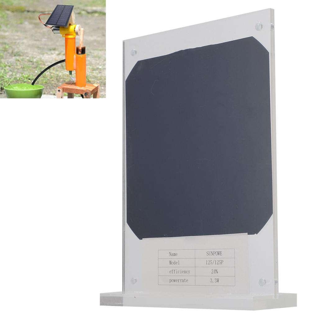 Solar Panel, 3.3W Monocrystalline Silicon Acrylic Portable Solar Panel with 24 High Conversion Efficiency, for Home School Tching