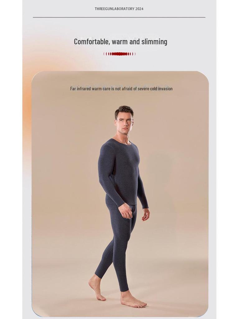 Men's Custom 24 Cashmere Suit: Far Infrared, Moisture-Absorbing, Heating Autumn Underwear with Acrylic and German Cashmere.