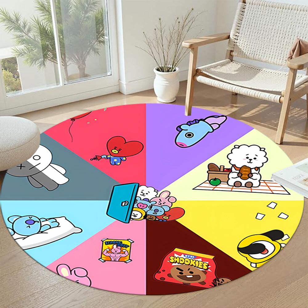 Bt21 Round Floor Rug Design for Hallway Balcony Living Rooms Dining Room Antislip Round Carpet Office home decor Wedding Party Gift