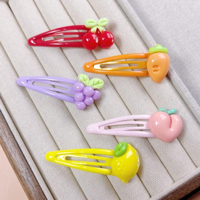 8PCS Cute Fruit Hair For Girls Kids Resin Barrettes For Baby Fine Hair Styling Accessories
