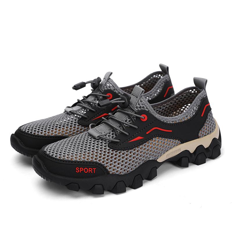 Summer Men'S Mesh Sports Shoes Fashion Mountaineering Breathable Lightweight Anti Slip Shoes Outdoor Travel Running Casual Shoes