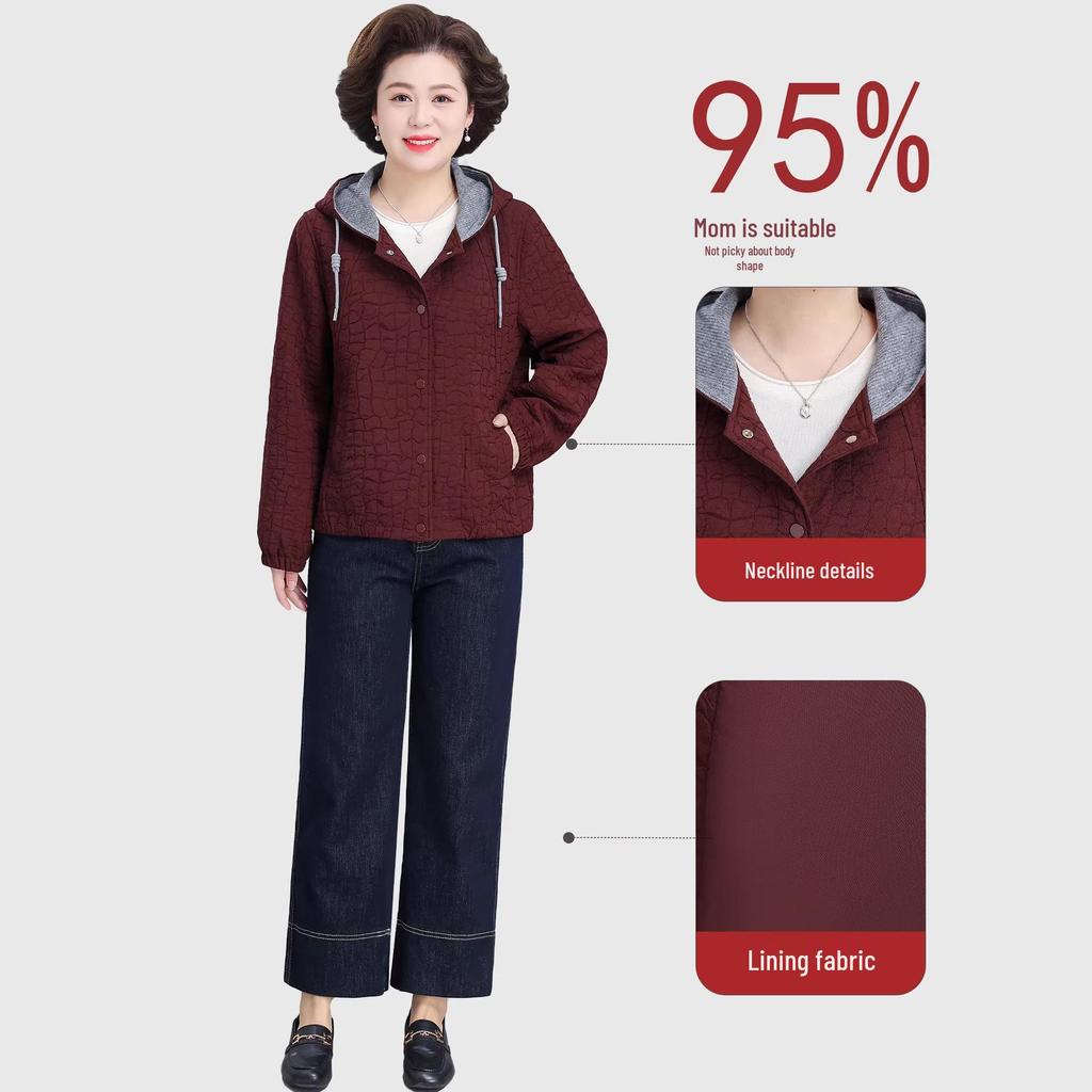 Spring Hooded Jacket & Wide-Leg Pants Set for Stylish Middle-Aged Women