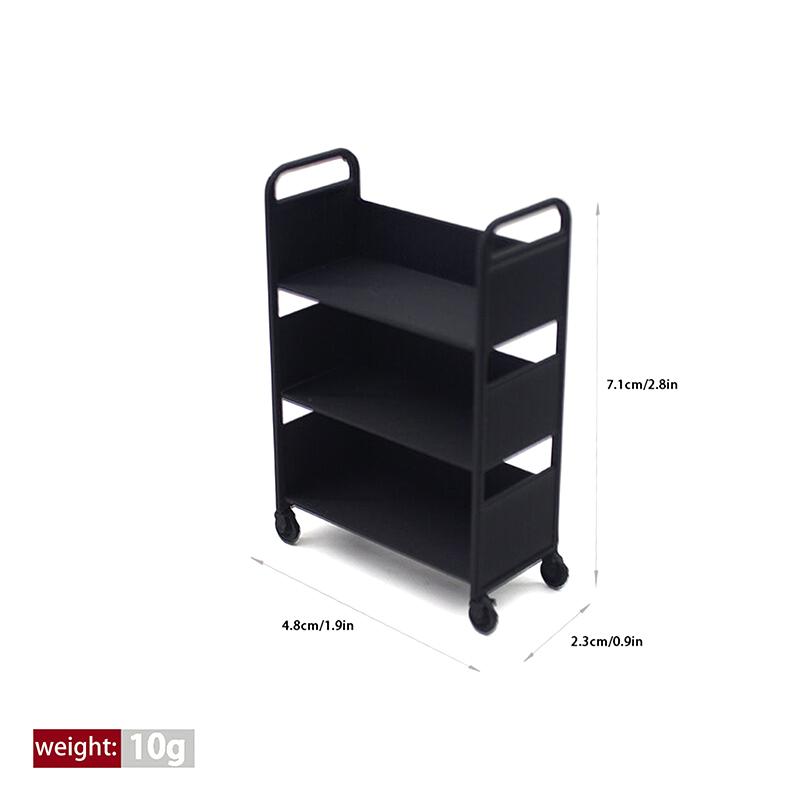 

1шт 1:12 Миниатюрная тележка для кукольного домика, обеденная тележка с колесами, модель для хранения, полка для книг, модель мебели, декоративная игрушка чёрный