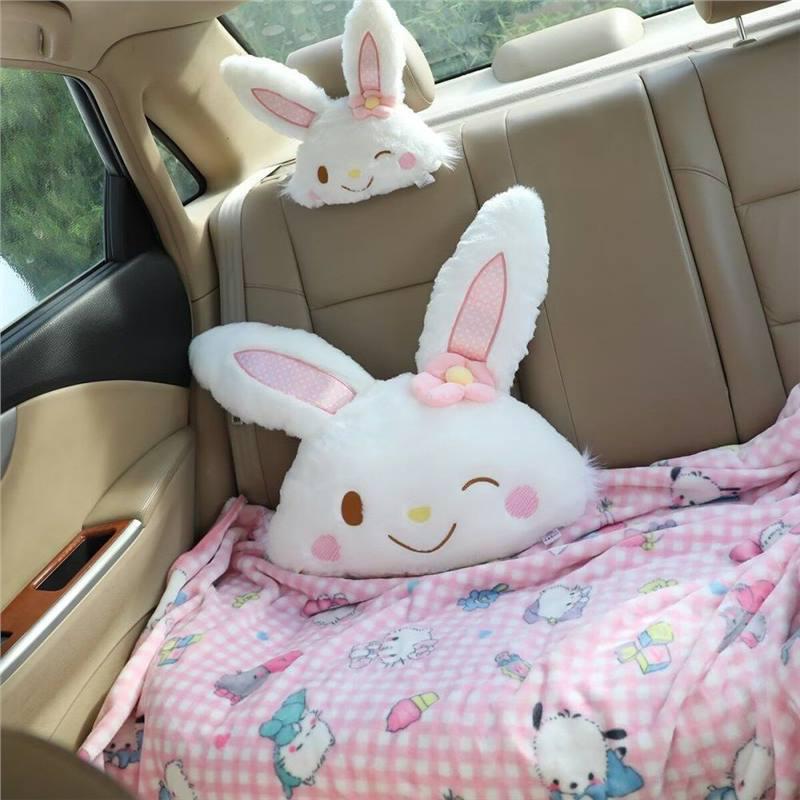 

Cartoon Rabbit Plush: Pillow & Blanket Combo for Car/Home Standard