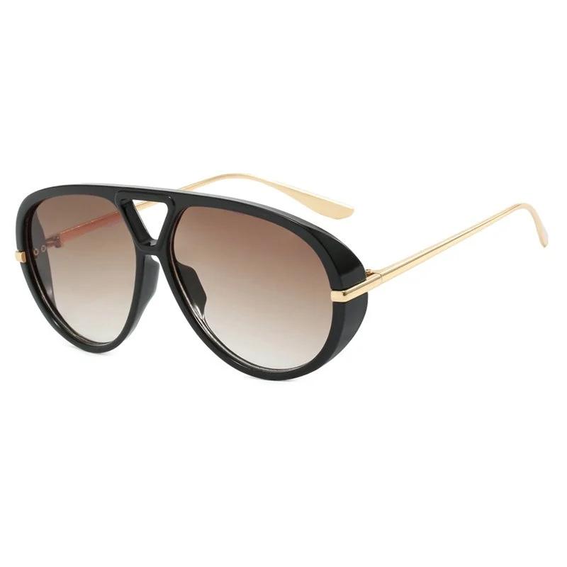 Vintage Retro Metal Double Bridges Round Sunglasses Women Punk Gradient UV400 Fashion Eyewear Trending Shades