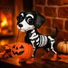 Milchtee Geist Geschenk Halloween Figur, Niedliche Lese Statue, Ornament mit Harz Sammlerstück Kürbis Eimer, Skelett Welpe Tischdeko