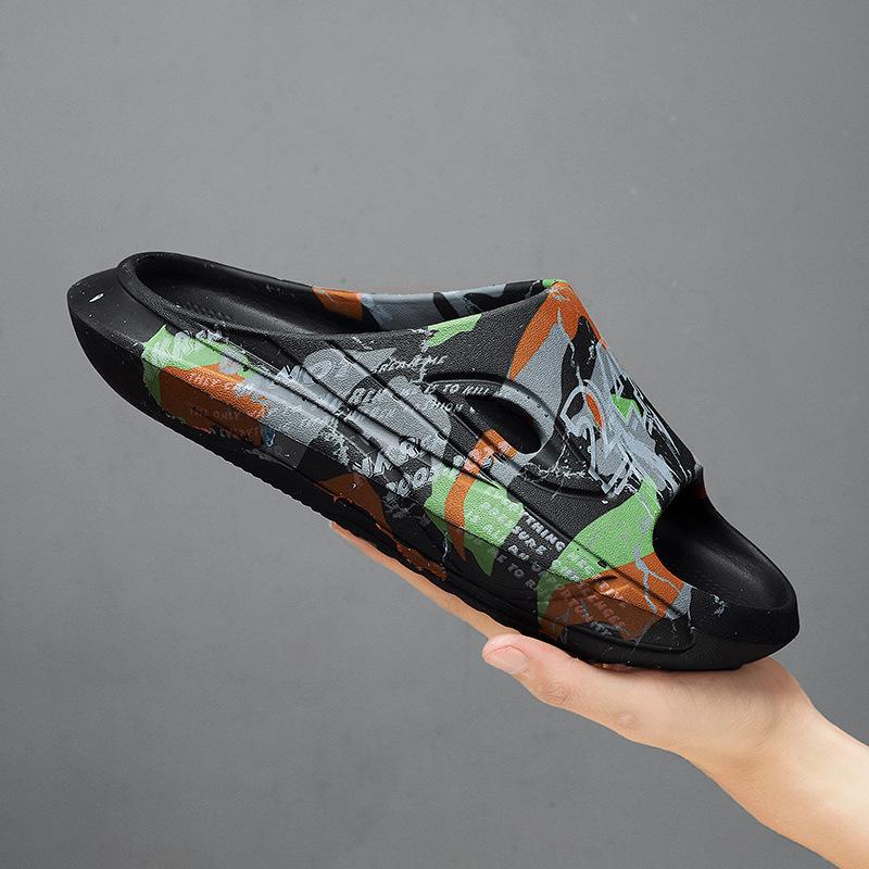 

Наступая на дерьмо, чувствуешь себя как тапочки Guochao Wu word, мужская летняя верхняя одежда, сандалии с толстой подошвой, домашние ежедневные нескользящие мужские тапочки для дома 39-40 чёрный