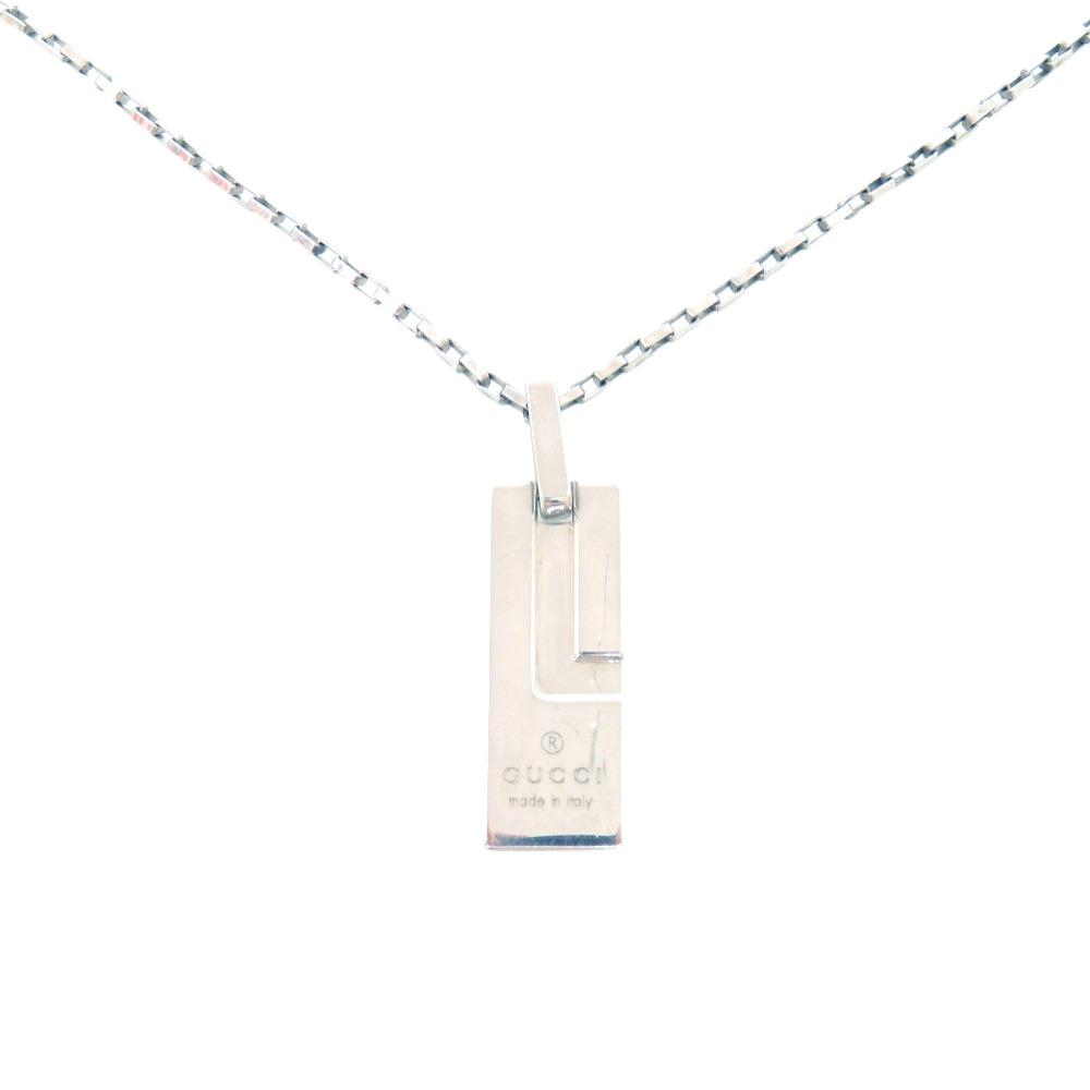 Used AUTHENTIC GUCCI Logo plateNecklace Silver Silver925