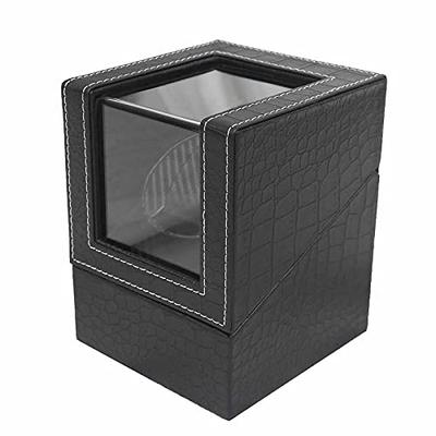 WNJAPAN Watch Winder, Single Automatic Watch Winder, Quiet Operation, Popular Gift, Interior Item, Black Embossed PU Leather, WM-01KU