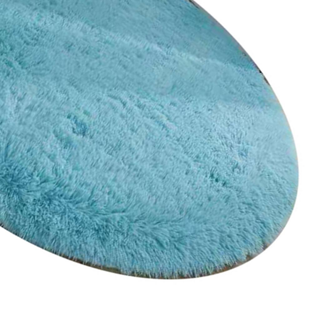 Floor Carpet Polyester Fiber Round Nordic Style Long Plush Soft Shaggy Rug for Home Bedroom Blue