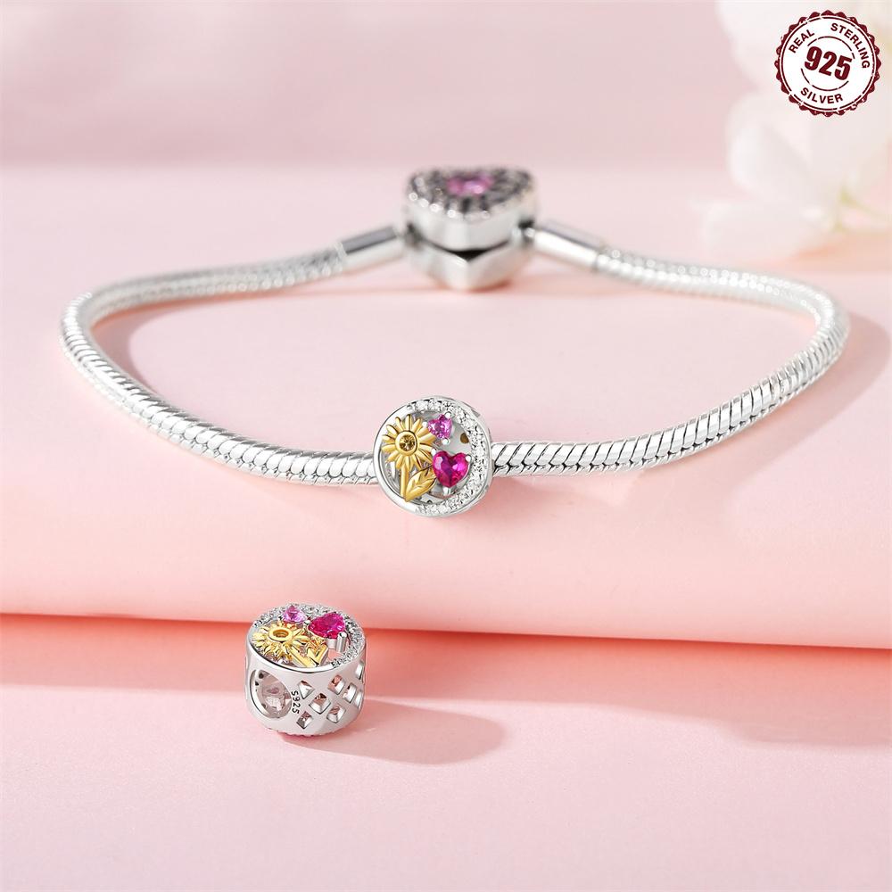 Beads Copper Charms Original Golden Sunflower Plant Beads Fit Bracelet Jewelry Diy Women Fine Gift Accessory
