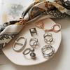 Elegant Non-Snag Rose Gold Brass Scarf Clip with Pearl-Accent and Three-Ring Design